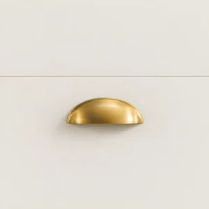 Poignée coquille Aritzo en laiton doré sur fond clair